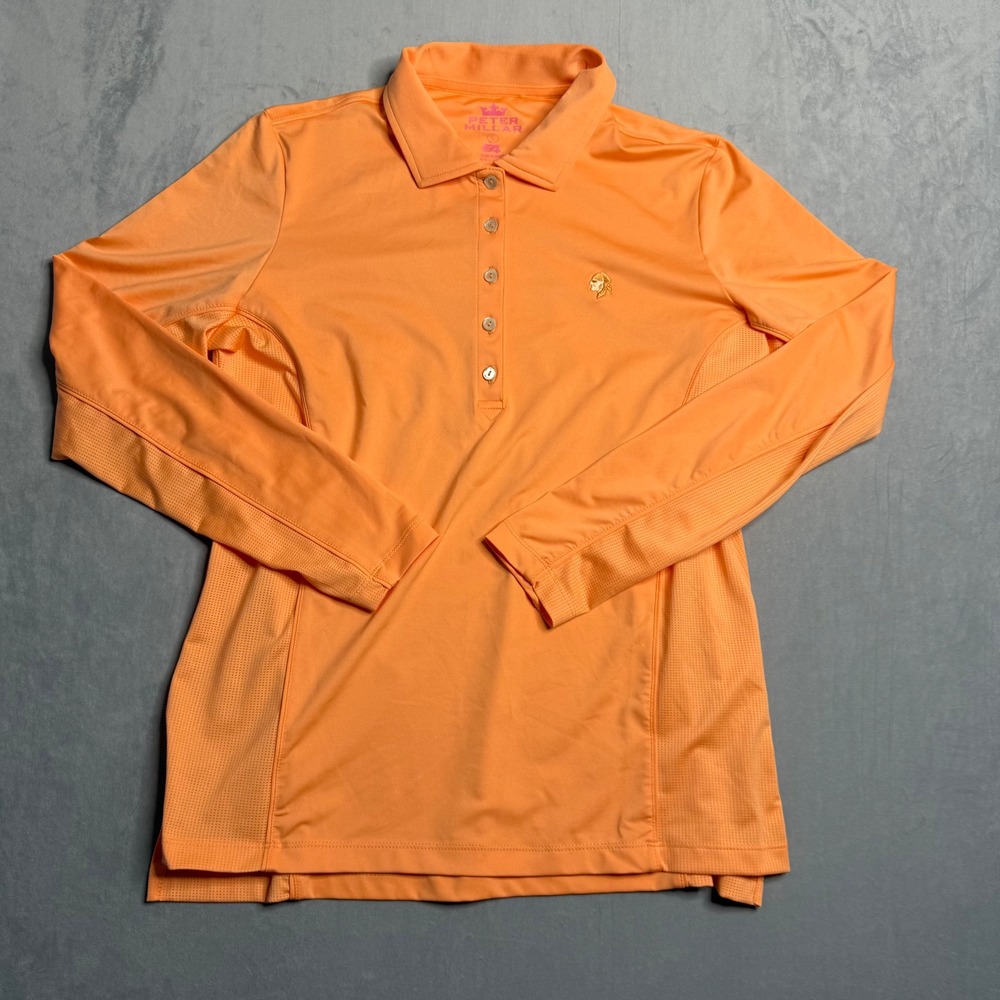 Peter Millar Long Sleeve Polo - Orange